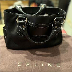 Black Matte Leather Celine Vintage Boogie Bag